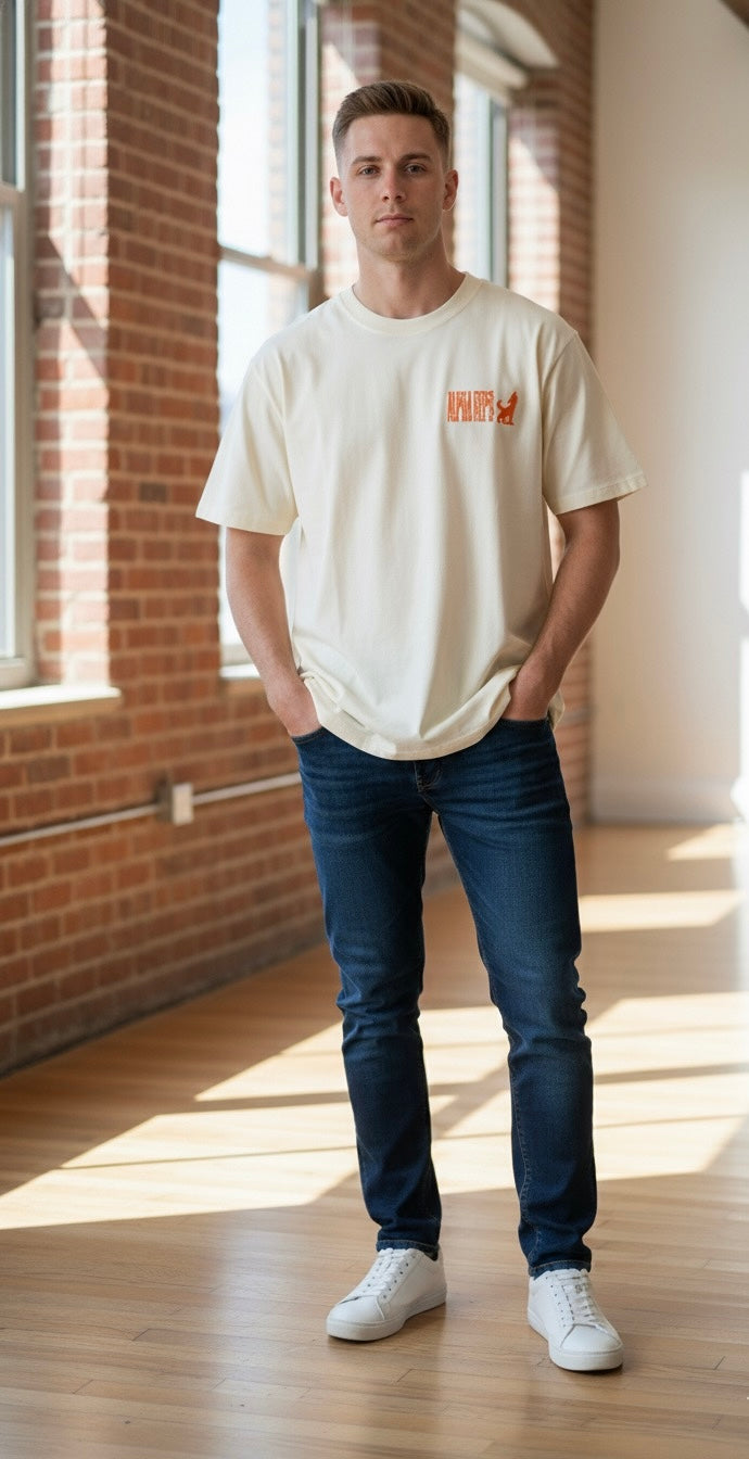 Cream oversized t shirt